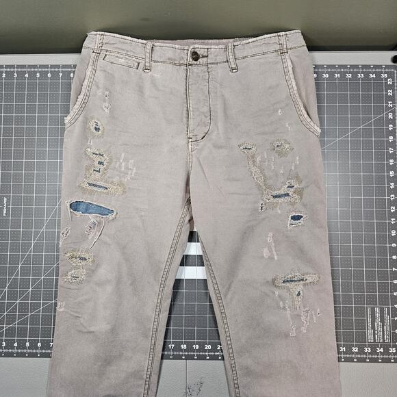 True Religion Pants 38x30 Ricky Distressed Patchwork Big T Grunge Biker Repaired - Picture 1 of 14